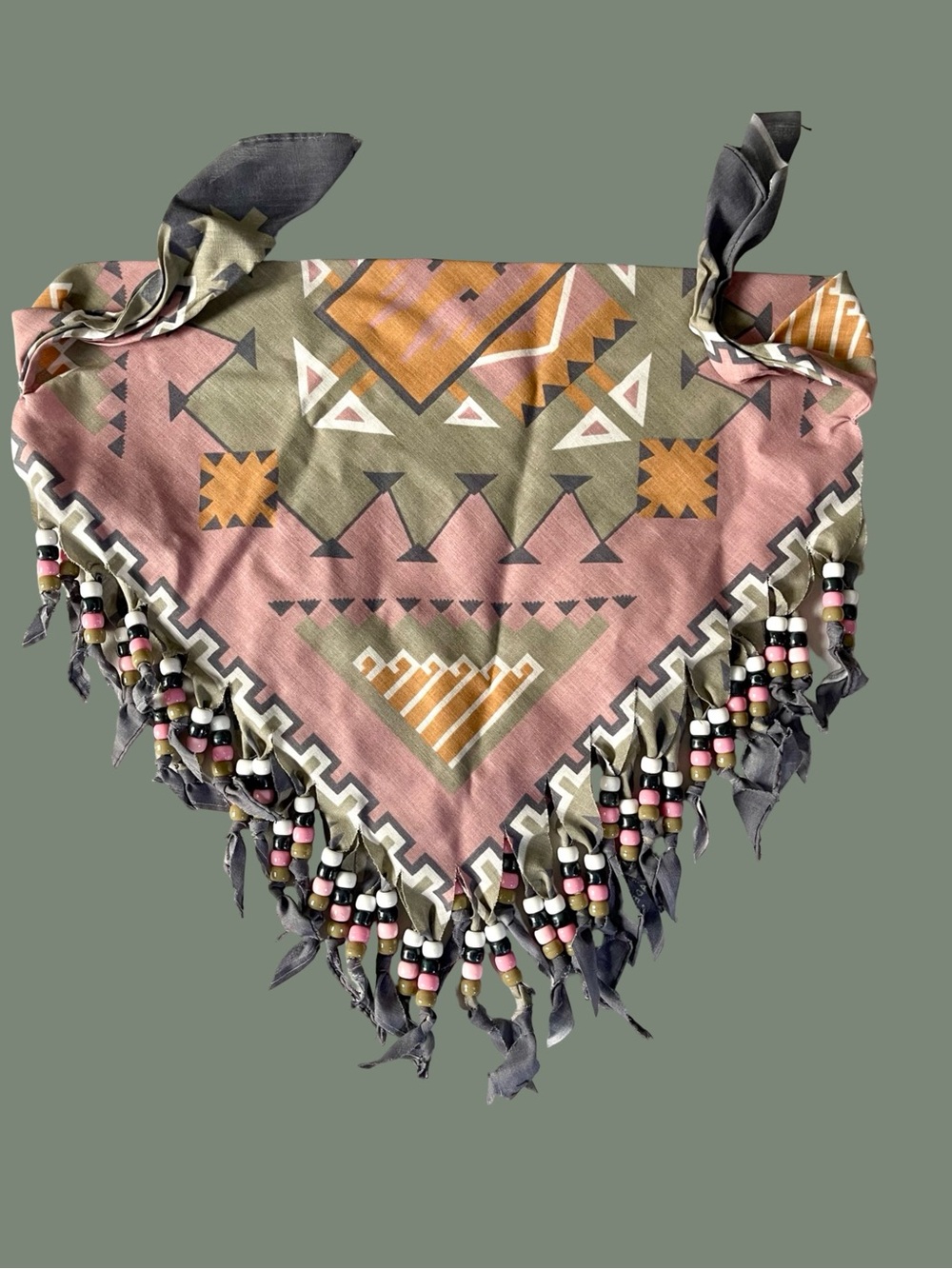 Handcrafted Beaded Concho Head Scarf Bandana Western Style Neckerchief USA - Picture 5 of 6